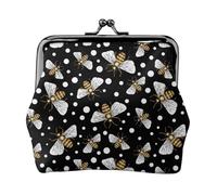 Monedero con diseño de abejas de miel por la noche, monedero pequeño de piel sintética para mujer