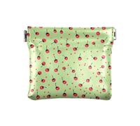 Monedero con diseño de cerezas sobre fondo verde, monedero, monedero, monedero de piel sintética, bolsillo para monedas, para mujeres, niñas y hombres