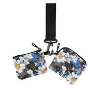 Monedero con diseño de graffiti Art con flores y mariposas azules para mujer, bonita, moderna, para tarjetas de crédito, monedero con bolsillo con cremallera para mujer, 2 paquetes, Arte de graffiti