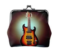 Monedero con diseño de guitarra, bajo, música, instrumento musical, para mujer, con cierre de beso, mini cartera para tarjetas y lápiz labial, monedero compacto y suave