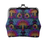 Monedero con diseño de libélula india, diseño de mandalas, monedero pequeño de piel sintética para mujer
