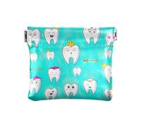 Monedero con diseño de llamas a rayas, floral, sin cremallera, para tarjetas de crédito, llaves, pintalabios, tamaño 10.9 cm x 9.4 cm, Facial Expressions - Verde azulado claro, Talla única, Facial