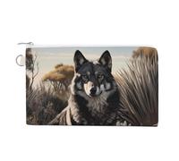 Monedero con diseño de lobo gris con cremallera