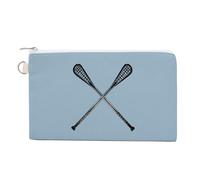 Monedero con diseño de palos de lacrosse cruzados, bonito bolso de mano con cremallera