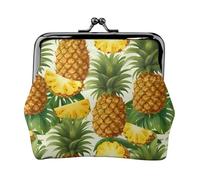 Monedero con diseño de piña de frutas tropicales, exquisito y versátil, con cierre de beso, bonita cartera pequeña con cremallera para monedas y tarjetas