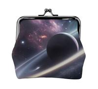 Monedero con diseño de planeta espacial, elegante y único con cierre de beso, impermeable, para monedas