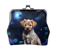 Monedero con diseño de rosa azul cachorro. Monedero de doble cara para mujer, pequeño tarjetero de piel sintética