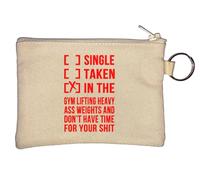 Monedero con eslogan divertido con texto en inglés "Single Taken in The Gym", color beige, beige, Talla única
