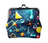 Monedero con estampado abstracto de ciencia química, mini monedero para mujer, monedero pequeño para tarjeta de crédito y llave de identificación, Negro -, Talla única, Vintage