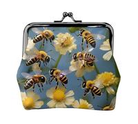 Monedero con estampado de abeja voladora, mini monedero para mujer, monedero pequeño para tarjeta de crédito y llave de identificación, Negro -, Talla única, Vintage