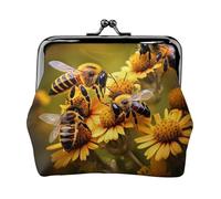 Monedero con estampado de abeja voladora, mini monedero para mujer, monedero pequeño para tarjeta de crédito y llave de identificación, Negro -, Talla única, Vintage