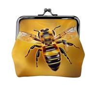 Monedero con estampado de abeja voladora, mini monedero para mujer, monedero pequeño para tarjeta de crédito y llave de identificación, Negro -, Talla única, Vintage