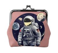 Monedero con estampado de astronauta en la luna para mujer, monedero pequeño con cierre de beso, para monedas, tarjetas, objetos pequeños