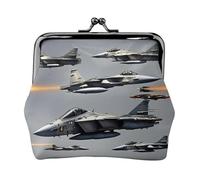 Monedero con estampado de aviones de combate de aviones, mini monedero para mujer, monedero pequeño para tarjeta de crédito y llave de identificación, Negro -, Talla única, Vintage