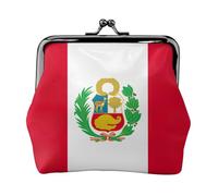 Monedero con estampado de bandera de Perú, cartera minimalista ligera para festivales de música y conciertos, Black, Talla única, Decoración de arte