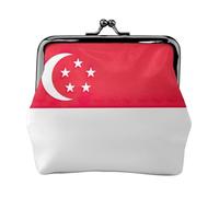 Monedero con estampado de bandera de Singapur, mini monedero para mujer, monedero pequeño para tarjeta de crédito y llave de identificación, Negro -, Talla única, Vintage