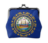 Monedero con estampado de bandera del estado de New Hampshire, monedero con cierre de beso, pequeño bolso vintage para hombres y mujeres, Black, Talla única, Bolsa para monedas