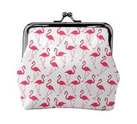 Monedero con estampado de flamenco rosa, monedero portátil de cuero de fibra para mujer, Black, Talla única, Bolsa para monedas