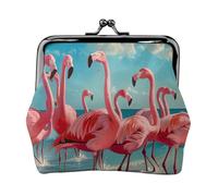 Monedero con estampado de flamencos rosas en la playa, exquisito y versátil con cierre de beso, bonita cartera pequeña con cremallera para monedas y tarjetas