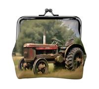 Monedero con estampado de granja de fotos de tractor antiguo, mini monedero para mujer, monedero pequeño para tarjeta de crédito y llave de identificación, Negro -, Talla única, Vintage