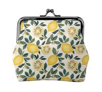 Monedero con estampado de hoja de árbol de limón para mujer, monedero con cierre de beso, monederos pequeños de piel sintética