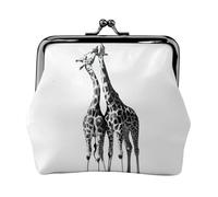 Monedero con estampado de jirafa africana, monedero portátil de cuero de fibra para mujer, Black, Talla única, Bolsa para monedas