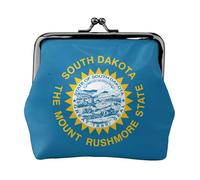Monedero con estampado de la bandera de Dakota del Sur, elegante y único, bonita cartera con cierre de beso impermeable para monedas