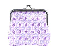 Monedero con estampado de leopardo sin cremallera, organizador portátil para cambiar monedas, Flores moradas y azules, one size, Flores moradas y azules