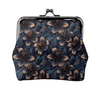 Monedero con estampado de lirio oscuro para mujer, monedero con cierre de beso, monederos pequeños de piel sintética