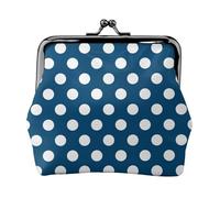 Monedero con estampado de lunares azul oscuro para mujer, monedero con cierre de beso, monederos pequeños de piel sintética