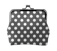 Monedero con estampado de lunares gris oscuro para mujer, monedero con cierre de beso, monederos pequeños de piel sintética