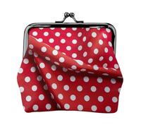 Monedero con estampado de lunares rojos y blancos con cierre de beso, pequeño bolso vintage para hombres y mujeres, Black, Talla única, Bolsa para monedas