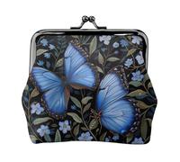 Monedero con estampado de mariposas azules para mujer, monedero pequeño con cierre de beso, para monedas, tarjetas, objetos pequeños