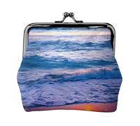 Monedero con estampado de olas del océano para mujer, diseño compacto con cierre de beso, bolsa con cremallera, para viajes, compras, regalo