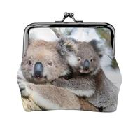 Monedero con estampado de oso koala, monedero con cierre de beso, pequeño bolso vintage para hombres y mujeres, Black, Talla única, Bolsa para monedas