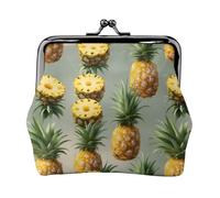 Monedero con estampado de piña, exquisito y versátil con cierre de beso, bonita cartera pequeña con cremallera para monedas y tarjetas
