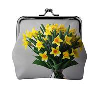 Monedero con estampado de ramo de narcisos para mujer, monedero pequeño con cierre de beso, para monedas, tarjetas, objetos pequeños