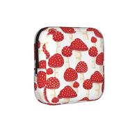 Monedero con Estampado de Setas Rojas Amanita muscaria, Bolsa para Guardar compresas sanitarias, Bolsa Porta compresas con Cremallera, Monedero
