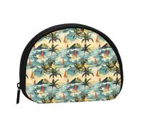 Monedero con estampado de velero rojo y amarillo, mini monederos para mujer, bonito bolso pequeño para monedas