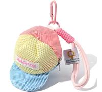 Monedero con forma de sombrero y mini llavero de bolsa, accesorio creativo para mujeres y hombres, almacenamiento portátil con cremallera y pulsera, para cambio, lápiz labial, auriculares y llaves