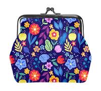 Monedero con hebilla de flores verdes tropicales y flores rosas, bolsa vintage con hebilla, bolsa de mano con cierre de beso, monedero con cierre floral para mujeres y niñas, Multicolor 12, Talla