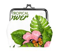 Monedero con hebilla de fresa, hojas de palmera tropical, flor de, Multicolor 03, Talla única, Organizador de bolsas