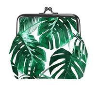 Monedero con hebilla de hojas verdes con patrón de flores rojas botánicas, bolsa de mano con hebilla, bolsa de mano con cierre de beso, monedero con cierre floral para mujeres y niñas, Multicolor 02, Talla única, Organizador de bolsas
