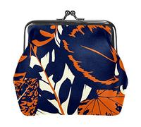 Monedero con hebilla de hojas verdes con patrón de flores rojas botánicas, bolsa de mano con hebilla, bolsa de mano con cierre de beso, monedero con cierre floral para mujeres y niñas, Multicolor 16, Talla única, Organizador de bolsas