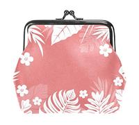 Monedero con hebilla de hojas verdes con patrón de flores rojas botánicas, bolsa de mano con hebilla, bolsa de mano con cierre de beso, monedero con cierre floral para mujeres y niñas, Multicolor 05, Talla única, Organizador de bolsas