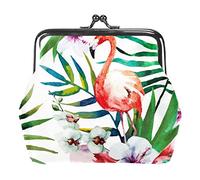 Monedero con hebilla de hojas verdes tropicales de verano, bolsa vintage con hebilla, bolsa de mano con cierre de beso, monedero con cierre floral para mujeres y niñas, Multicolor 03, Talla única,