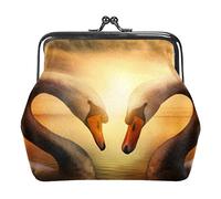 Monedero con hebilla de símbolo de amor con diseño de cisnes, bolsa de mano con hebilla, monedero de cambio de cierre floral para mujeres y niñas, Multicolor 07, Talla única, Organizador de bolsas