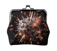 Monedero con impresión 3D de fuegos artificiales de explosión, monedero pequeño con cerradura de beso, para monedas, tarjetas, objetos pequeños