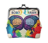 Monedero con impresión de ventaja de cerebro izquierdo y derecho, monedero portátil de fibra de cuero, monedero mini monedero para mujer, Black, Talla única, Bolsa para monedas