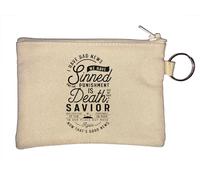Monedero con llavero con texto en inglés "I Have Bad News We Have Sinned But We Have A Saviour", color beige, beige, Talla única